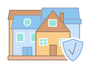 Poster - Shield houses icon illustration on transparent background