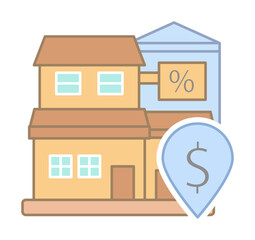 Poster - Homes for sale with mortgages icon illustration on transparent background