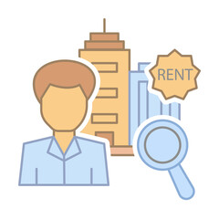 Poster - Looking for rental apartments icon illustration on transparent background