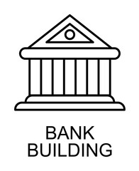 Poster - bank building outline icon illustration on transparent background