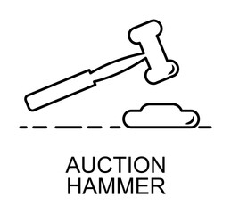 Poster - auction hammer outline icon illustration on transparent background