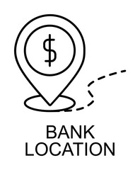 Poster - bank location outline icon illustration on transparent background