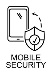 Canvas Print - mobile security outline icon illustration on transparent background