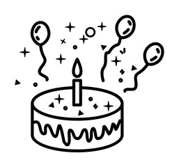 Poster - birthday cake dusk style icon illustration on transparent background