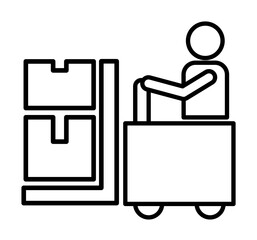 Poster - man on the loader outline icon illustration on transparent background