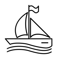 Poster - sailing yacht outline icon illustration on transparent background