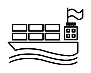 Poster - ship with containers outline icon illustration on transparent background