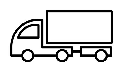 Poster - lorry with a trailer outline icon illustration on transparent background