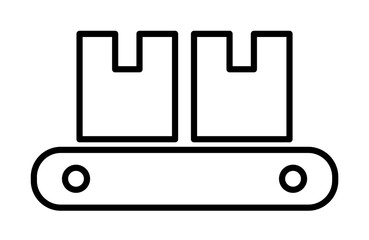 Poster - boxes on the conveyor belt outline icon illustration on transparent background
