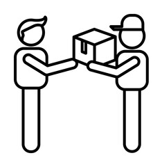 Poster - the postman delivers the parcel outline icon illustration on transparent background
