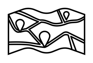 Poster - map outline icon illustration on transparent background