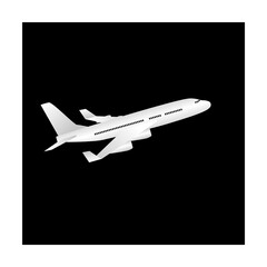 Poster - Plane set in flat style, Vector airplane simple black silhouette on black background icon illustration on transparent background