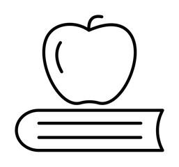 Poster - apple and book outline icon illustration on transparent background