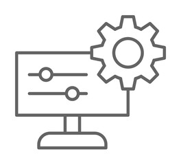 Poster - Industry cogwheel computer gear industrial settings work on white background icon illustration on transparent background