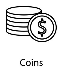 Wall Mural - dollar coins icon illustration on transparent background