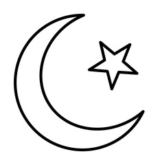 Poster - Muslim crescent and star outline icon illustration on transparent background