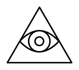 Poster - eye in the pyramid outline icon illustration on transparent background