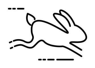 Poster - running hare icon illustration on transparent background