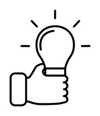 Poster - hand with a light bulb icon illustration on transparent background
