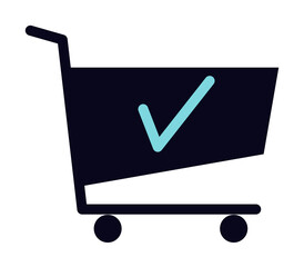 Poster - shopping trolley and tick icon illustration on transparent background