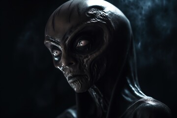 Wall Mural - dark alien humanoid portrait. generative ai
