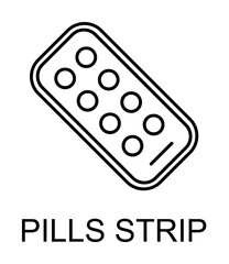Poster - pills strip line icon illustration on transparent background
