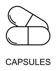 Poster - medicine capsules line icon illustration on transparent background