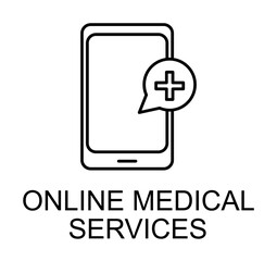 Poster - online medical services line icon illustration on transparent background