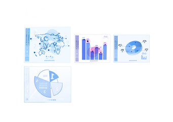 Fototapete - Digitally generated image of pie chart and bar graph