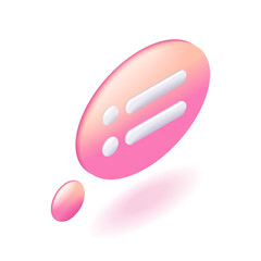 Poster - 3d isometric. cartoon icons, light pink speech bubble for text. notification concept. chat message. 