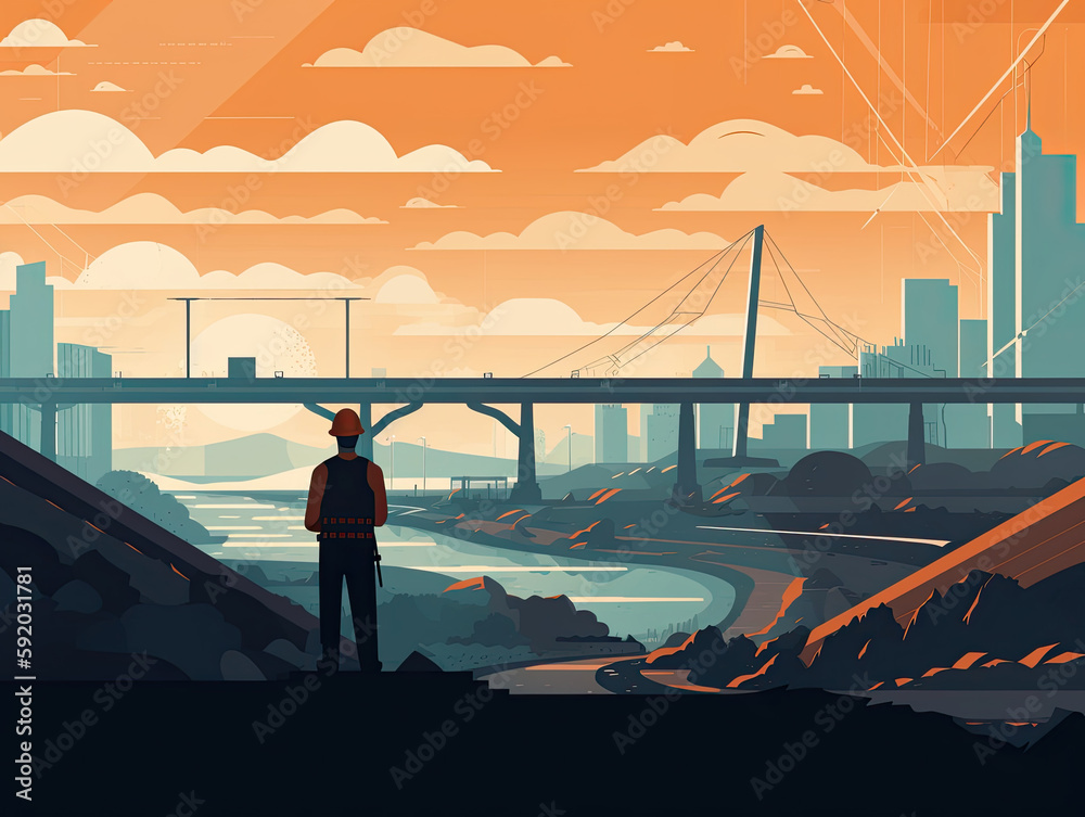 civil engineer working on a large-scale infrastructure project, such as ...