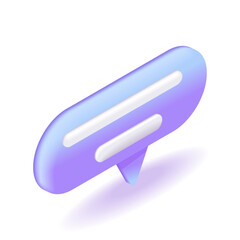 Poster - 3d isometric. cartoon icons, violet blue speech bubble for text. social media chatting. chat message