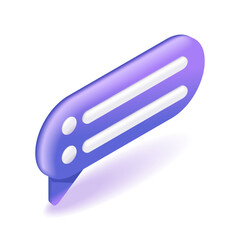 Poster - 3d isometric. cartoon icons, purple speech bubble for text. social media chatting. chat message. not