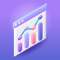 Poster - Trending 3D Isometric, cartoon illustration. Sales, increase money growth icon, progress marketing. Concept of business analysis. Vector icons for website