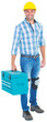 Full length portrait of repairman with toolbox