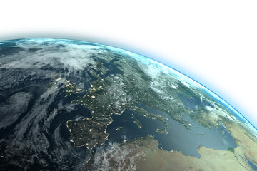 Wall Mural - Satellite view of illuminated earth