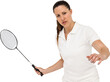 Badminton player holding racket
