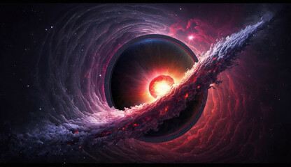 Wall Mural - cosmic fantastic universe planet explosion view new quality universal colorful stock image illustration design, generative ai