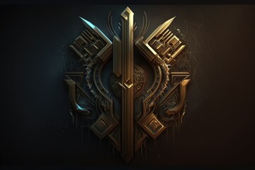 Poster - luxurious gold and black design on a dark background. Generative AI