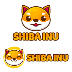 Wall Mural - Cute Kawaii head shiba inu dog Mascot Cartoon Logo Design Icon Illustration Character vector art. for every category of business, company, brand like pet shop, product, label, team, badge, label