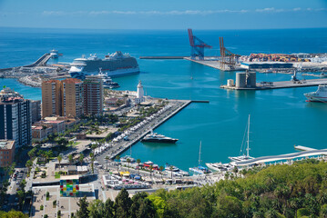 Wall Mural - Bay and port of Malaga city, Andalucia, Spain