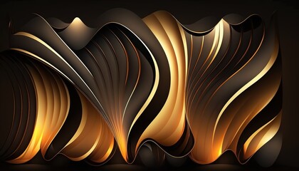 Wall Mural - abstract, folded ribbons of light, patterned with waves and stripes. conceptualization of the web, h