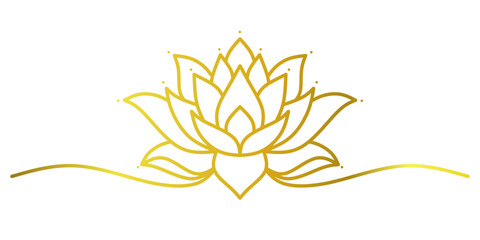 Wall Mural - Golden Lotus flowers line art style vector