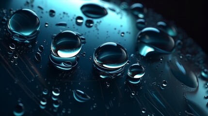 Poster - Abstract blue liquid metal background. Generative ai