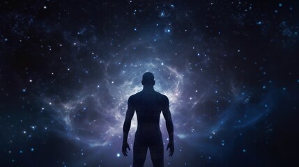 Poster - ?yber space concept of glowing astral body silhouette neural network AI generated art