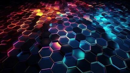 Fototapete - Abstract technological hexagonal background. Generative ai