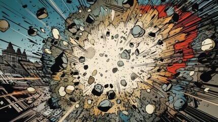 Wall Mural - Powerful Comic Book Action Layout Background. Generative ai