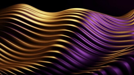 Poster - Wavy Golden and Purple Metallic 3D Background. Generative ai