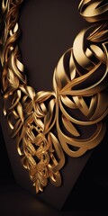 Wall Mural - display of gold-chain jewelry in an abstract form generative ai