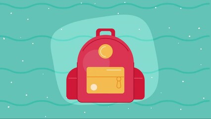 Poster - red school bag equipment animation